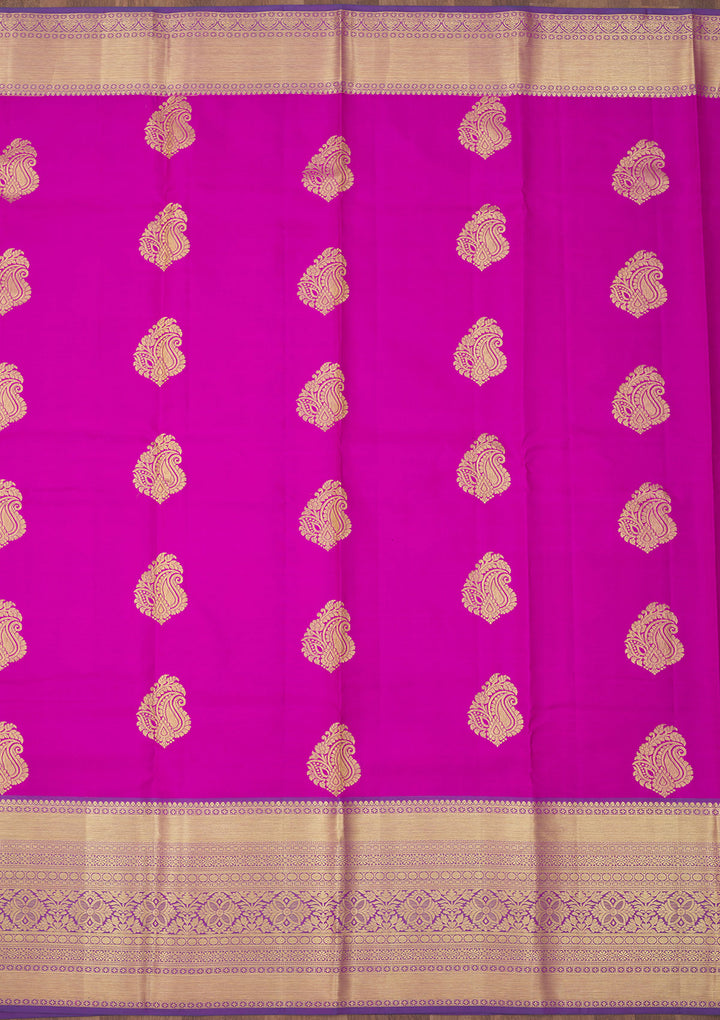 Rani Pink Zariwork Pure Silk Saree