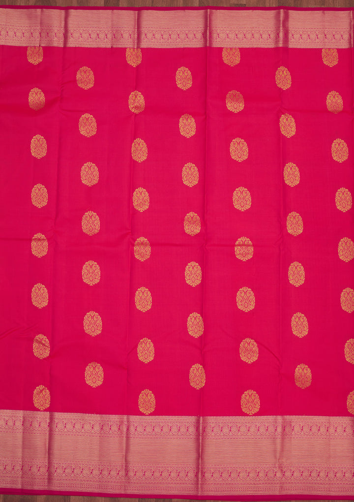 Rani Pink Zariwork Pure Silk Saree