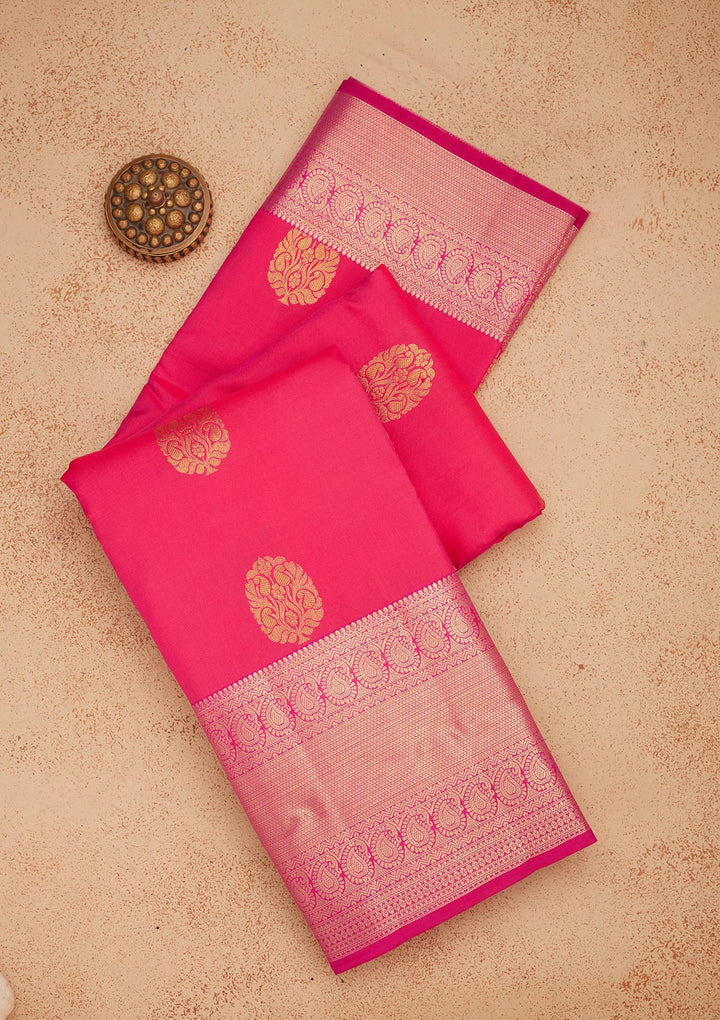 Rani Pink Zariwork Pure Silk Saree