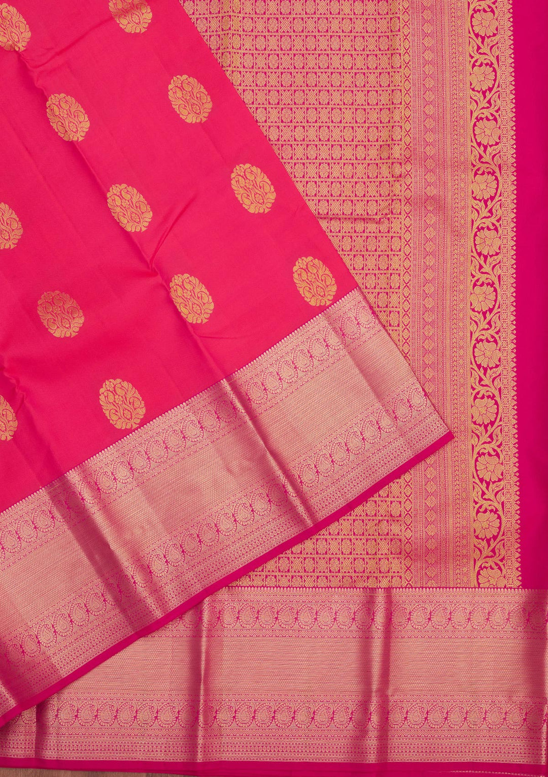 Rani Pink Zariwork Pure Silk Saree