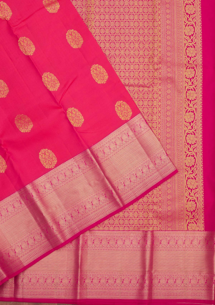 Rani Pink Zariwork Pure Silk Saree