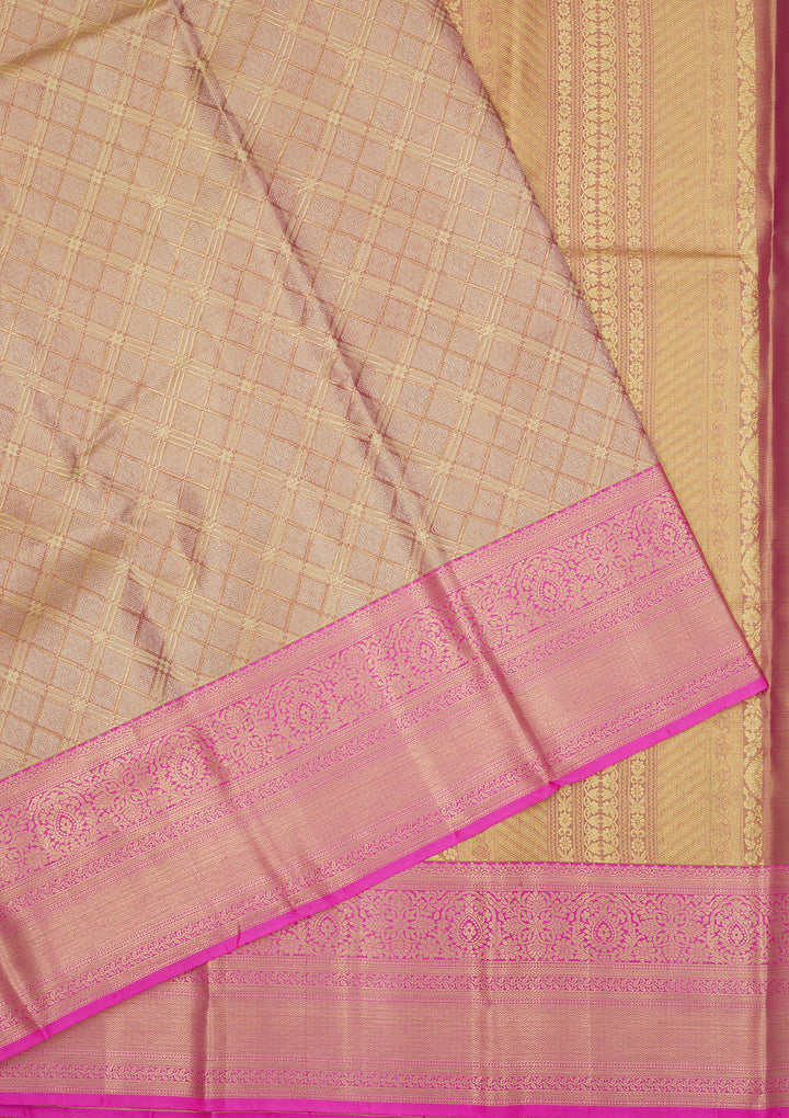 Rani Pink Zariwork Pure Silk Saree