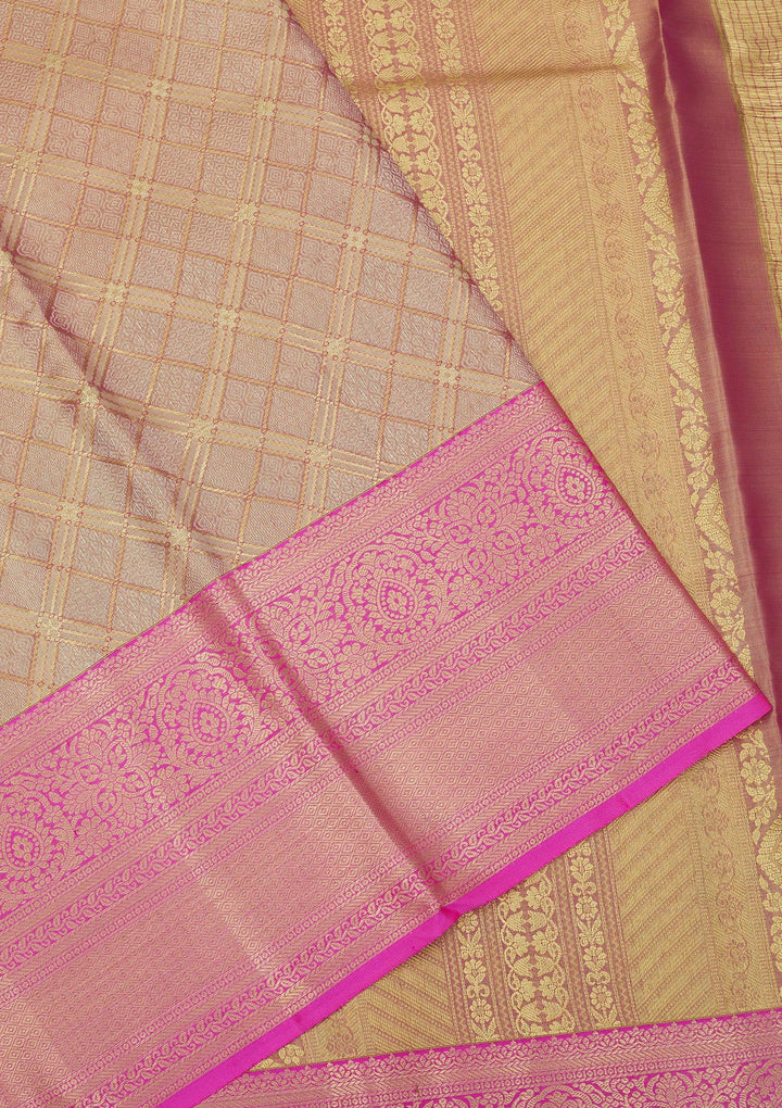 Rani Pink Zariwork Pure Silk Saree