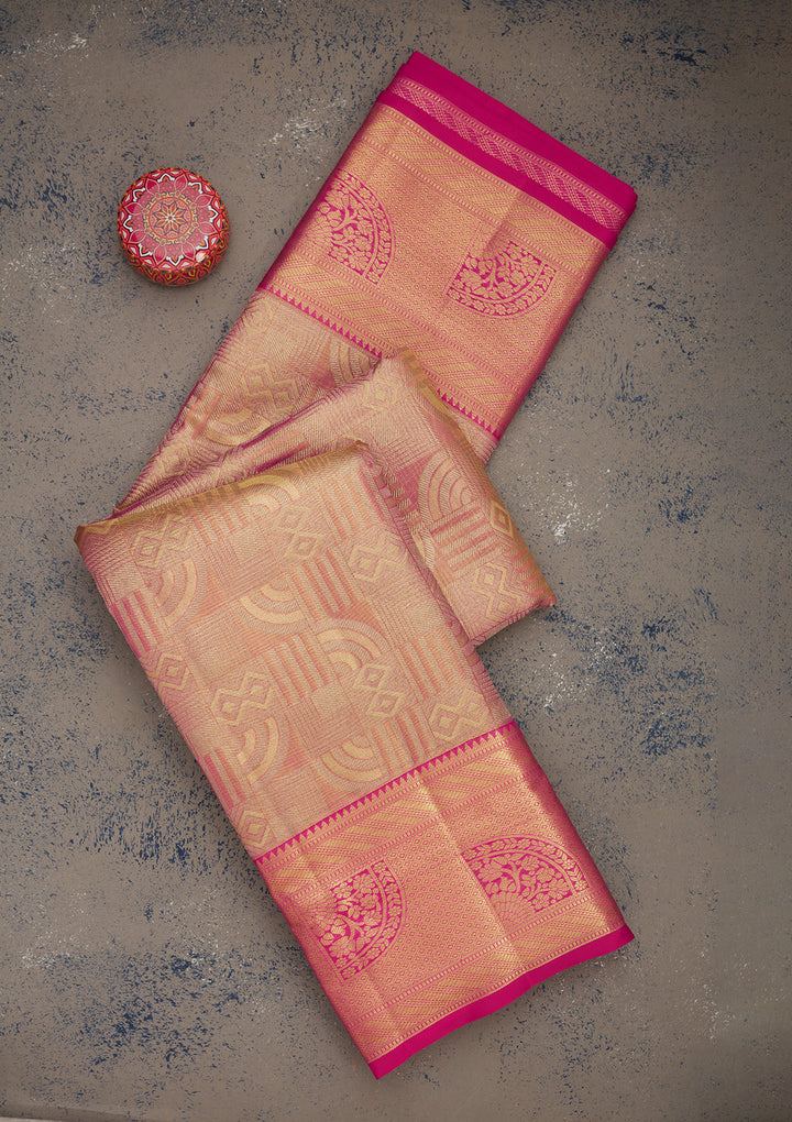 Rani Pink Zariwork Pure Silk Saree