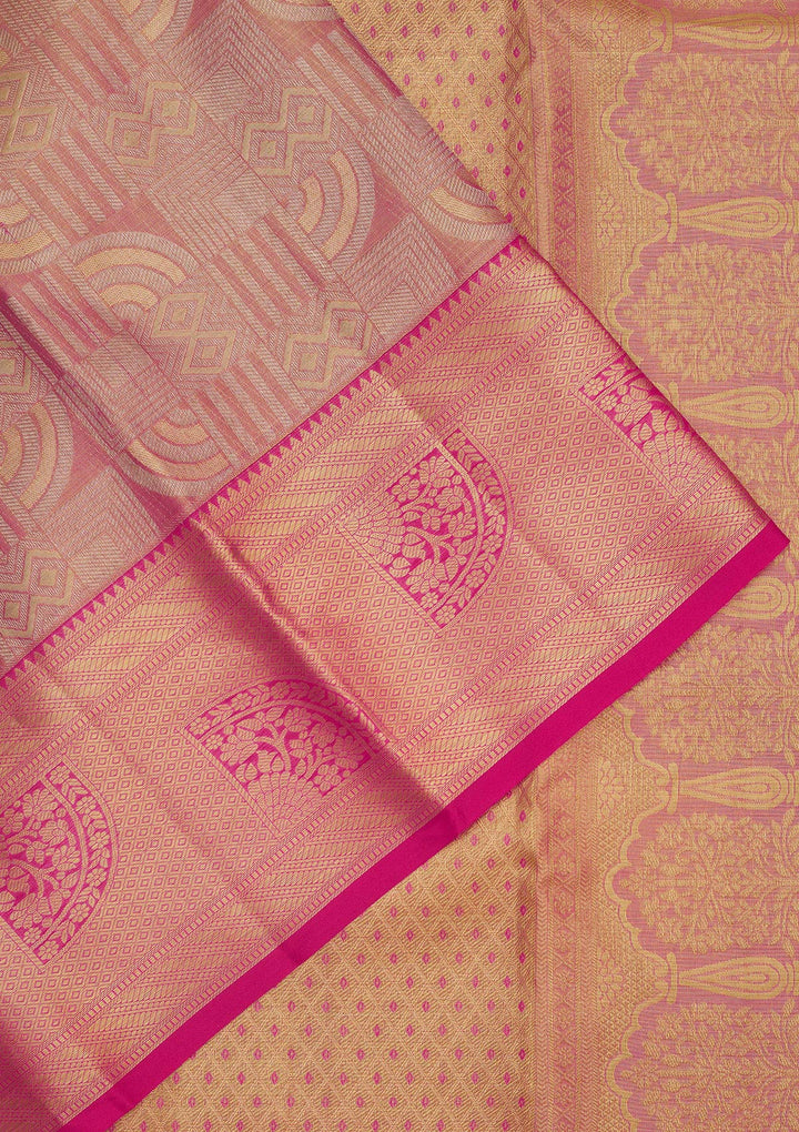 Rani Pink Zariwork Pure Silk Saree