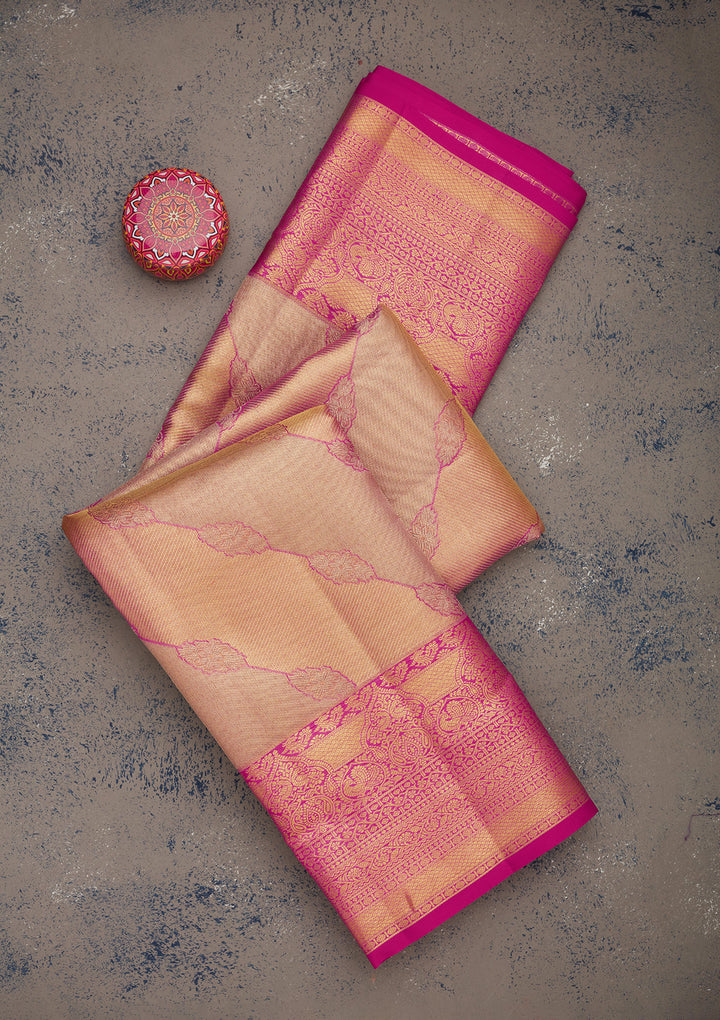 Rani Pink Zariwork Pure Silk Saree