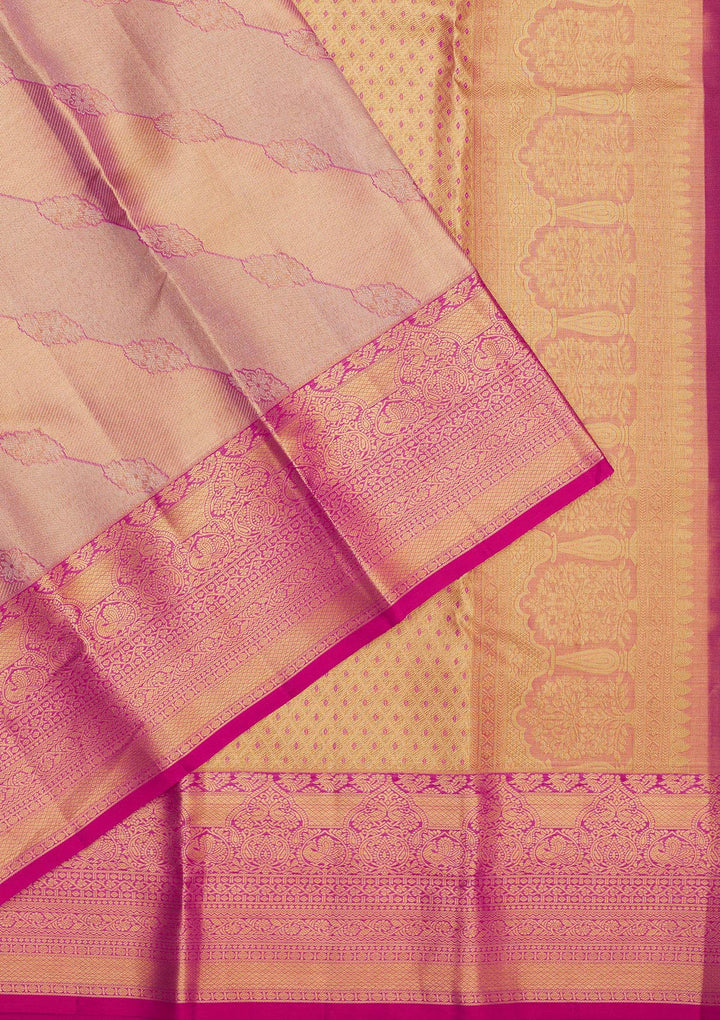 Rani Pink Zariwork Pure Silk Saree