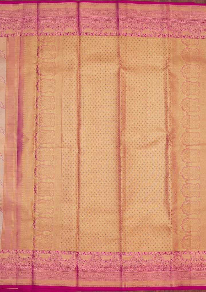 Rani Pink Zariwork Pure Silk Saree