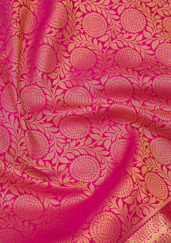 Rani Pink Zariwork Pure Silk Saree
