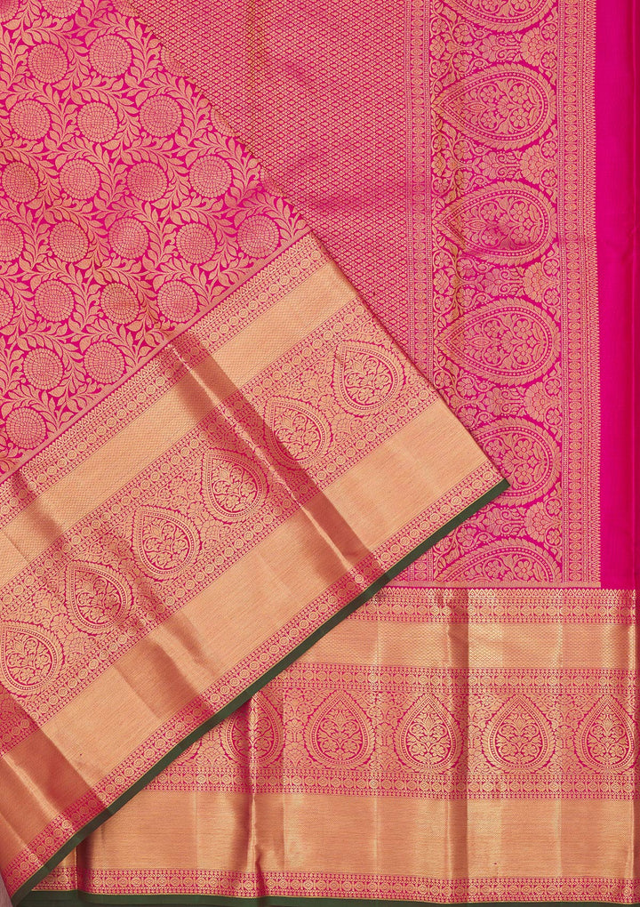Rani Pink Zariwork Pure Silk Saree