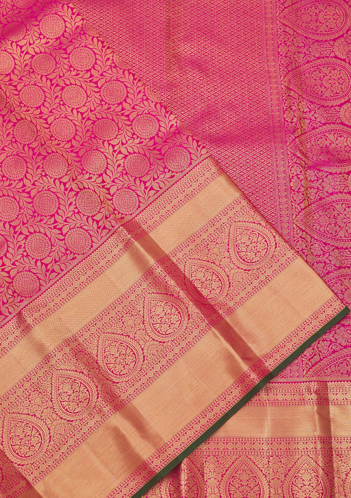 Rani Pink Zariwork Pure Silk Saree