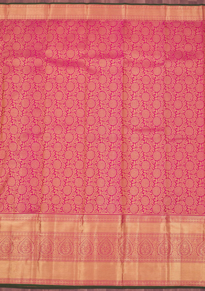 Rani Pink Zariwork Pure Silk Saree
