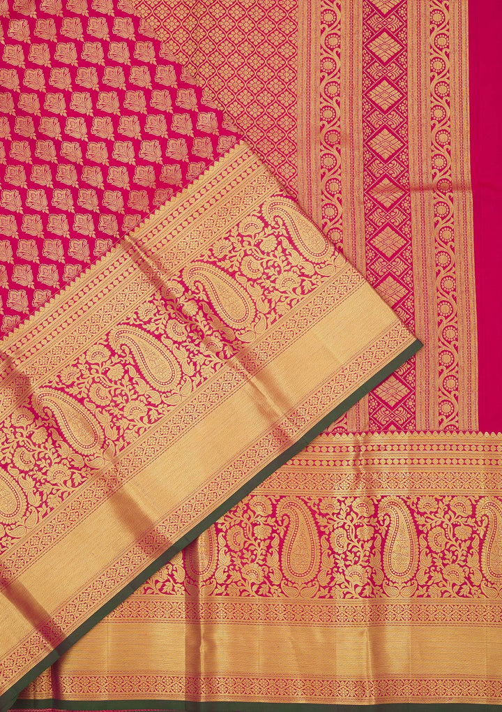 Rani Pink Zariwork Pure Silk Saree