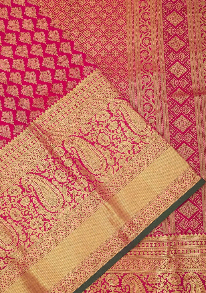 Rani Pink Zariwork Pure Silk Saree