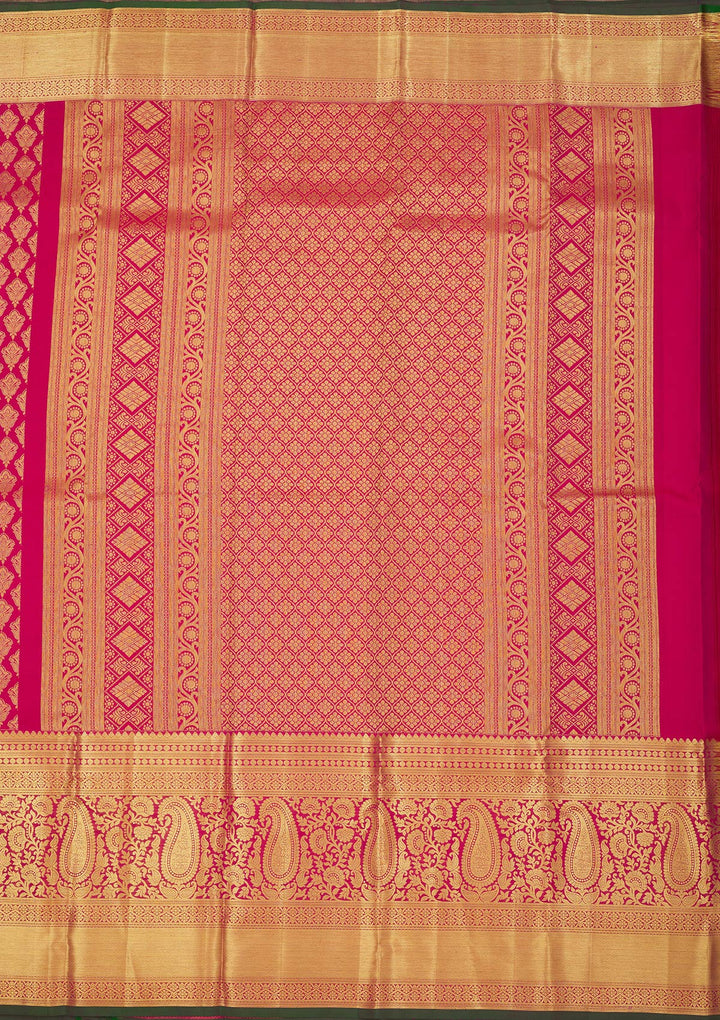 Rani Pink Zariwork Pure Silk Saree