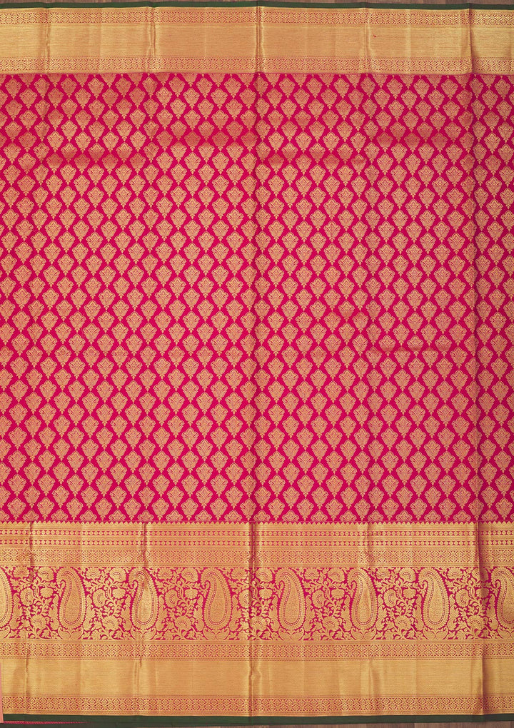 Rani Pink Zariwork Pure Silk Saree