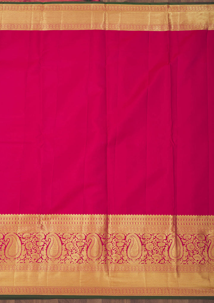 Rani Pink Zariwork Pure Silk Saree