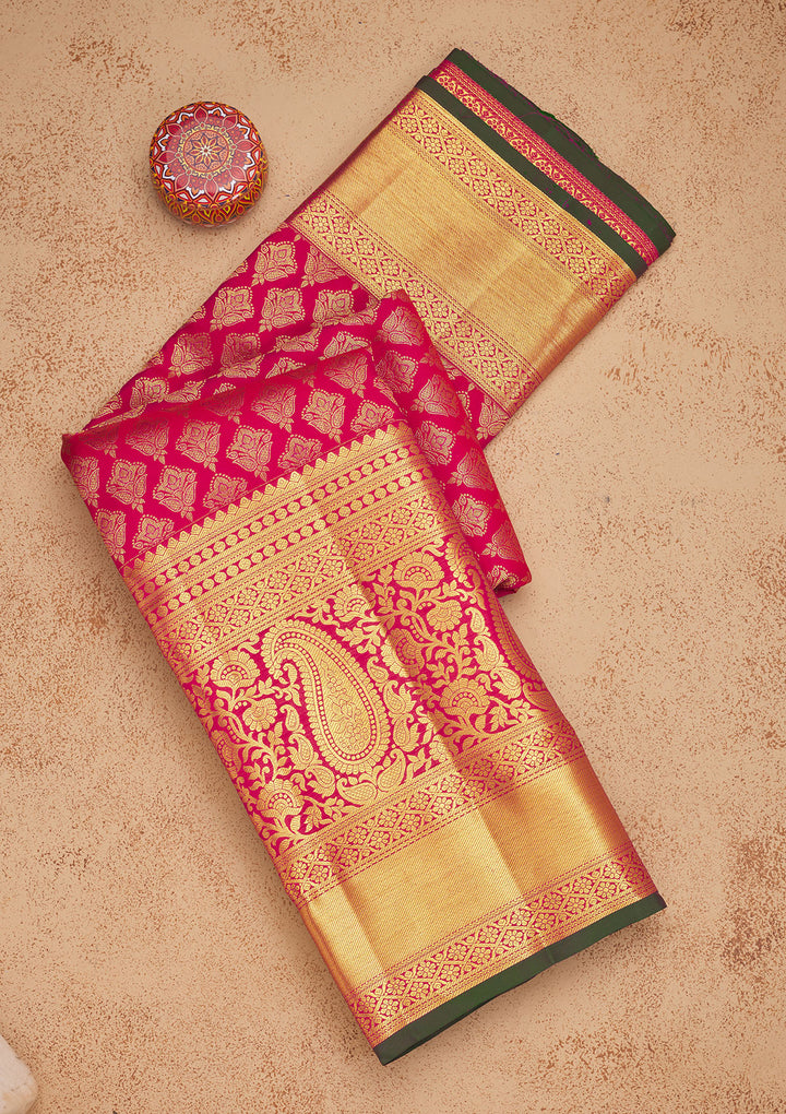 Rani Pink Zariwork Pure Silk Saree
