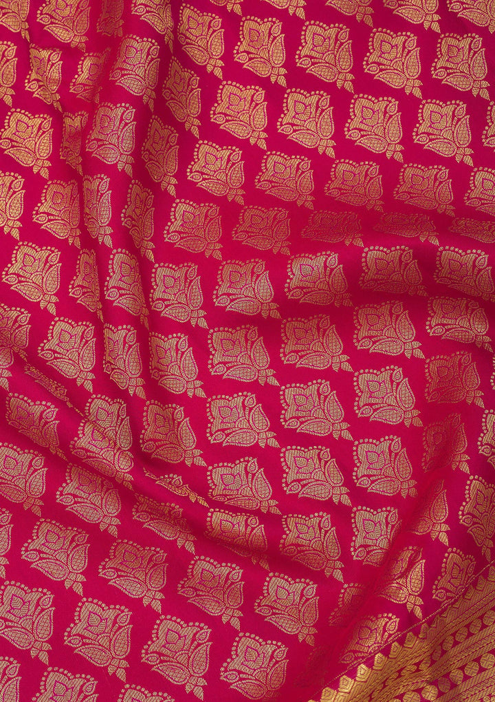 Rani Pink Zariwork Pure Silk Saree
