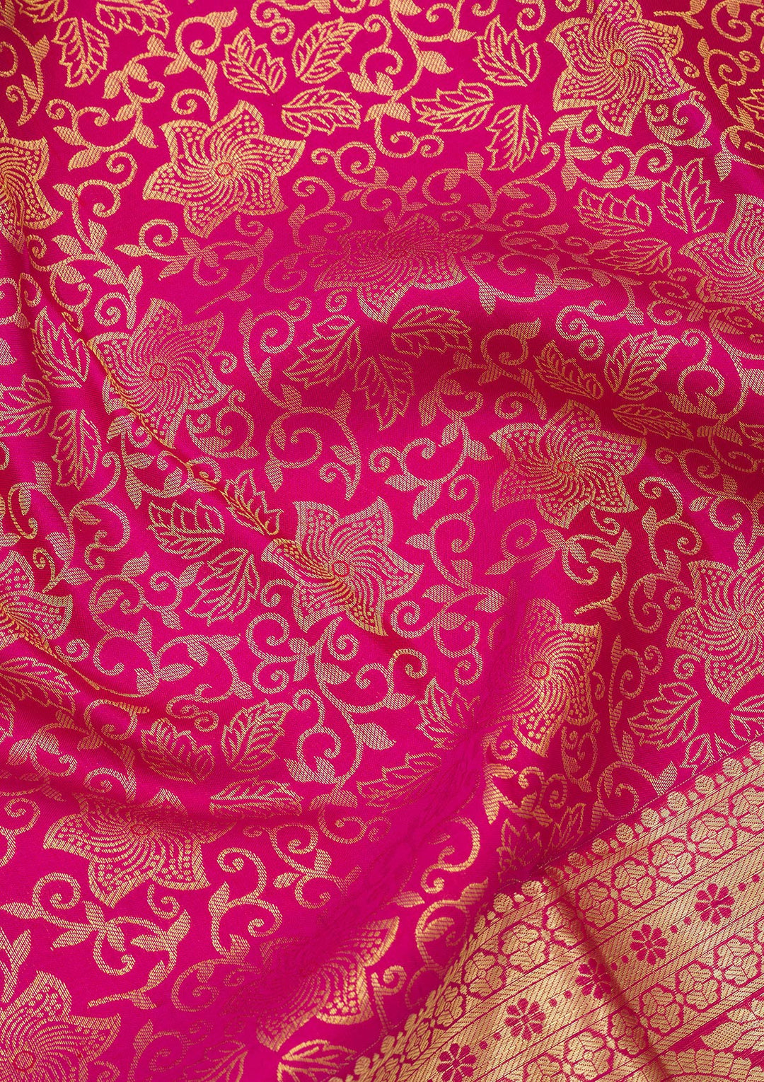 Rani Pink Zariwork Pure Silk Saree