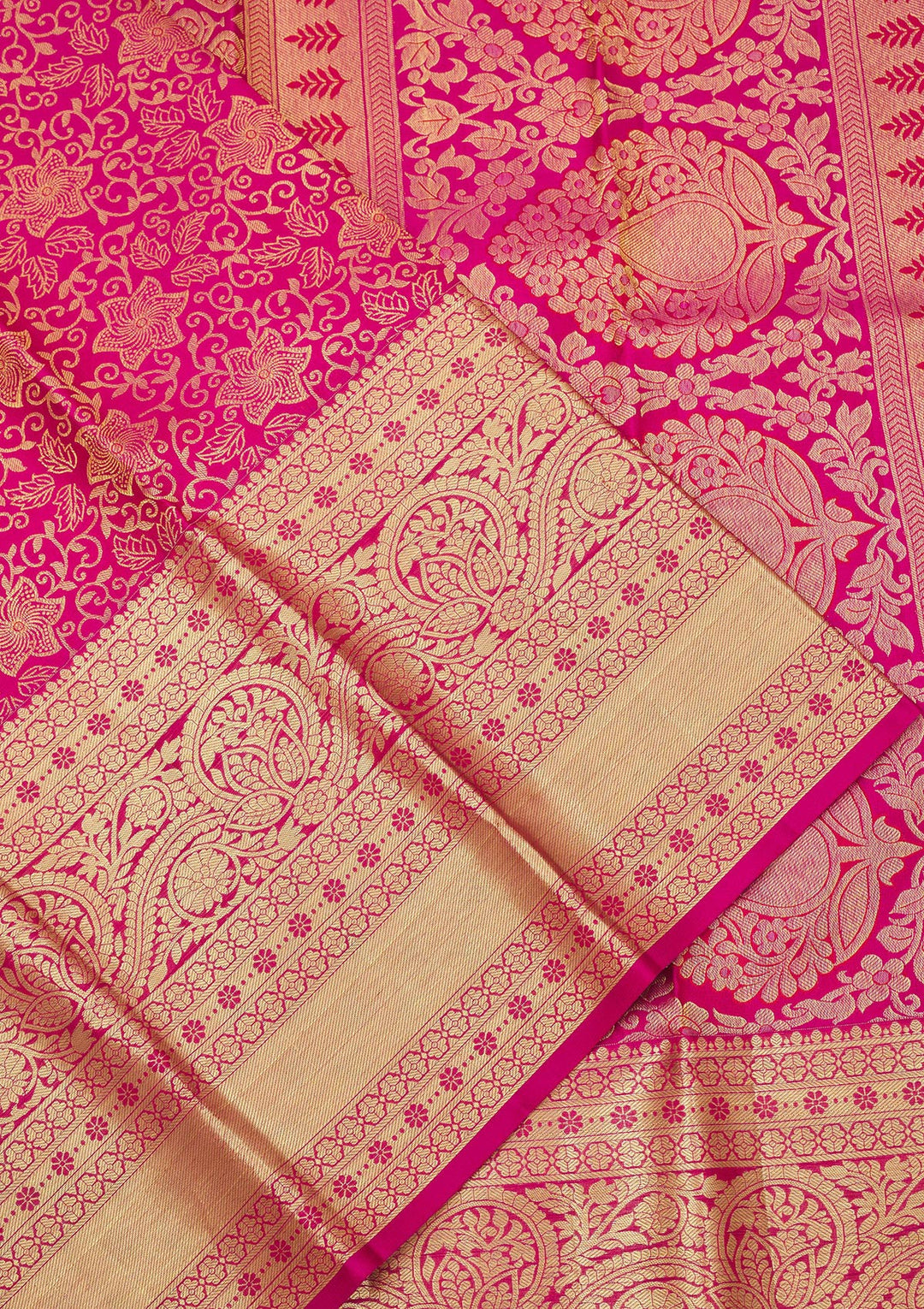 Rani Pink Zariwork Pure Silk Saree