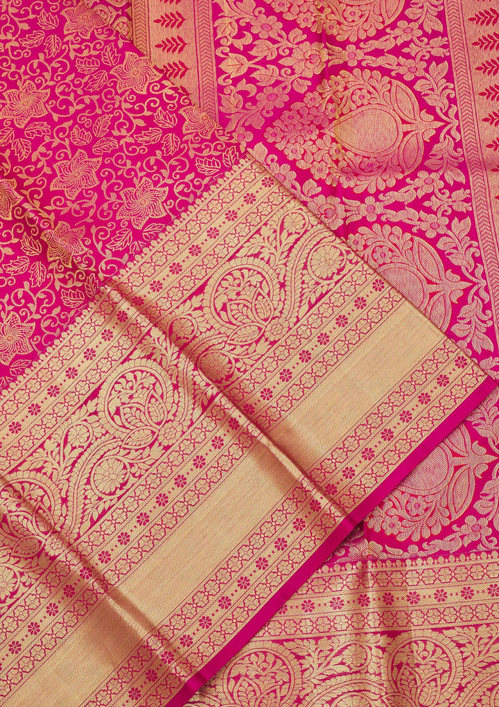 Rani Pink Zariwork Pure Silk Saree
