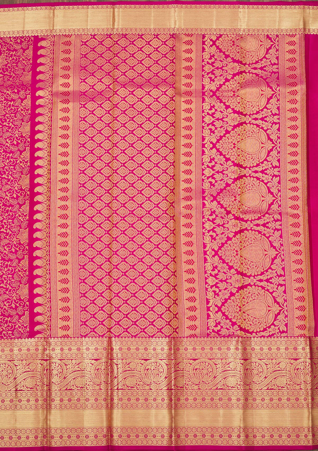 Rani Pink Zariwork Pure Silk Saree