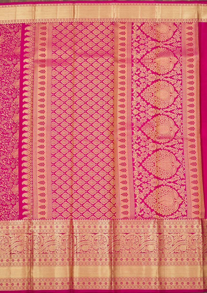Rani Pink Zariwork Pure Silk Saree