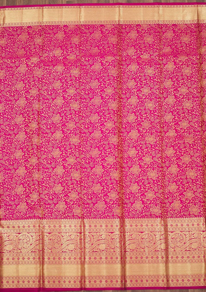 Rani Pink Zariwork Pure Silk Saree