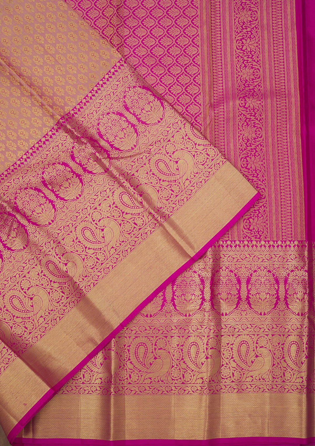 Rani Pink Zariwork Pure Silk Saree