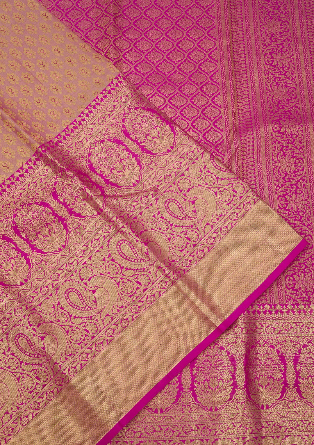 Rani Pink Zariwork Pure Silk Saree