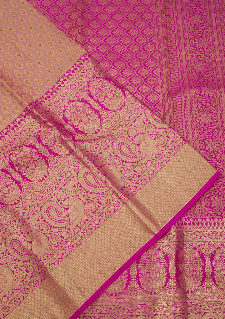 Rani Pink Zariwork Pure Silk Saree