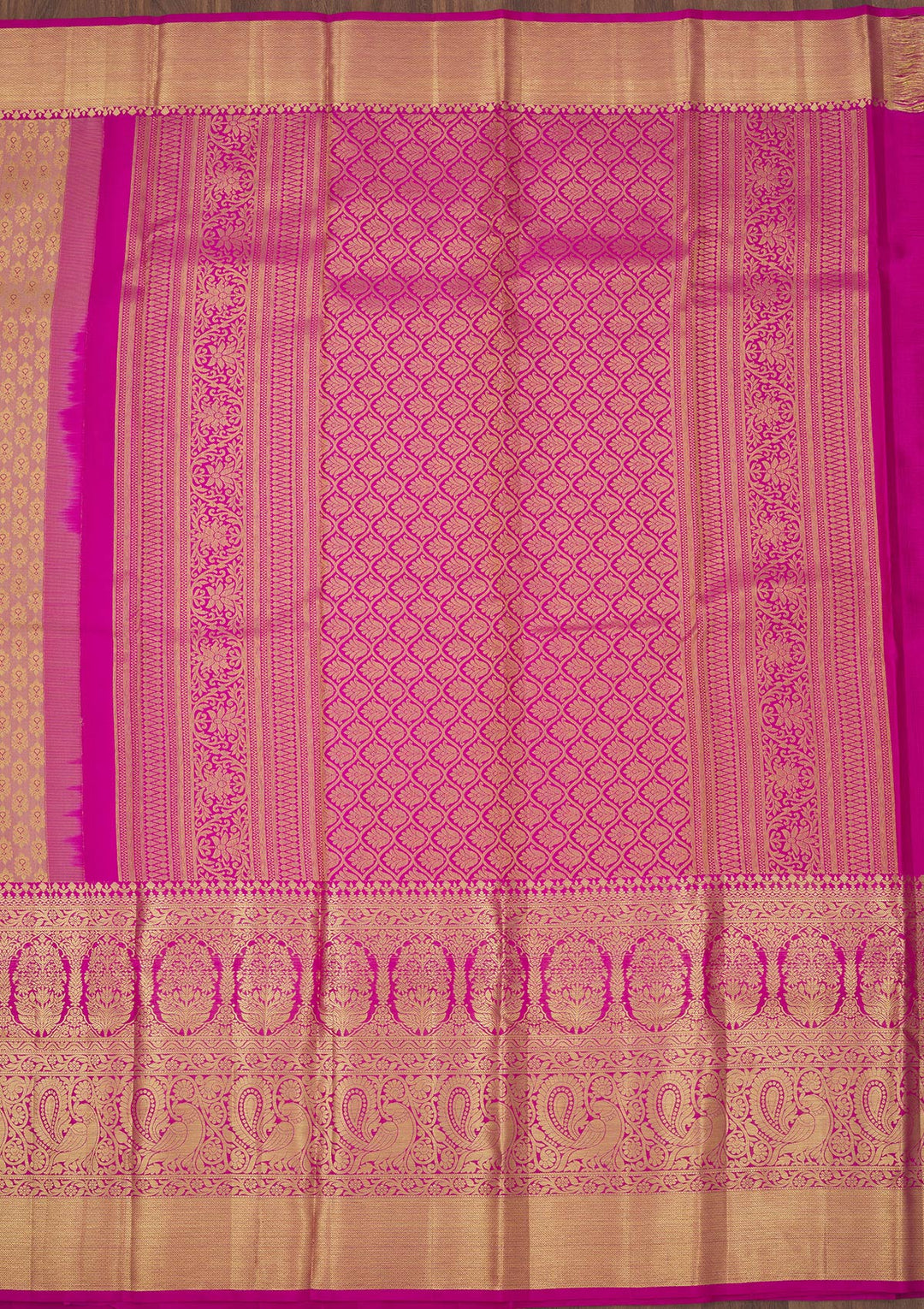 Rani Pink Zariwork Pure Silk Saree