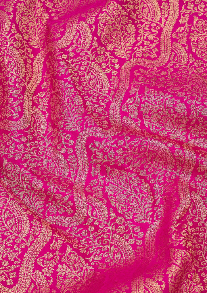 Rani Pink Zariwork Pure Silk Saree
