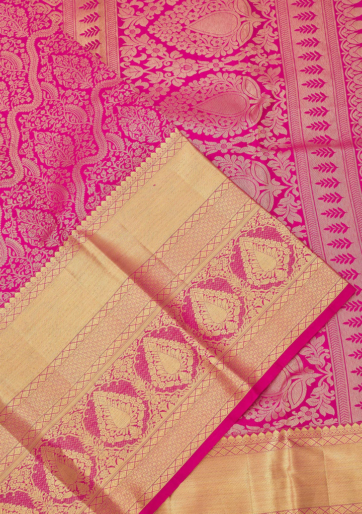 Rani Pink Zariwork Pure Silk Saree