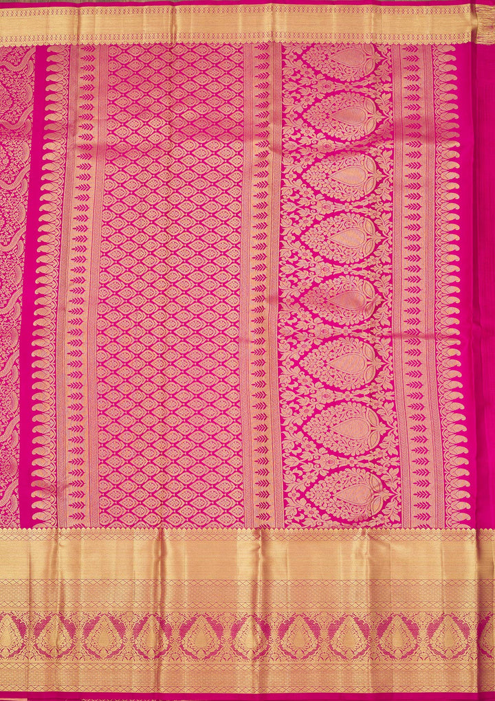 Rani Pink Zariwork Pure Silk Saree