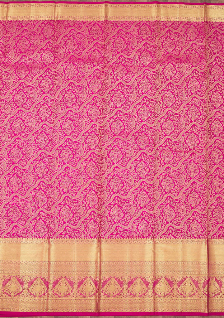 Rani Pink Zariwork Pure Silk Saree