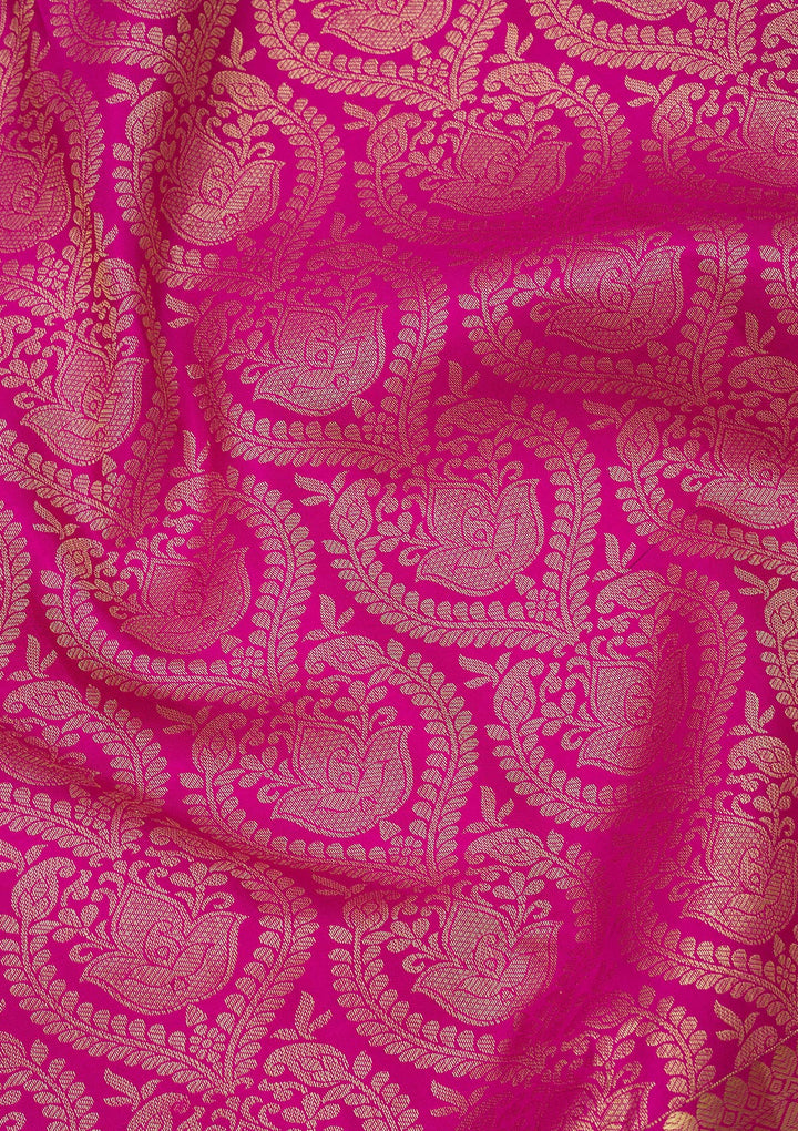 Rani Pink Zariwork Pure Silk Saree