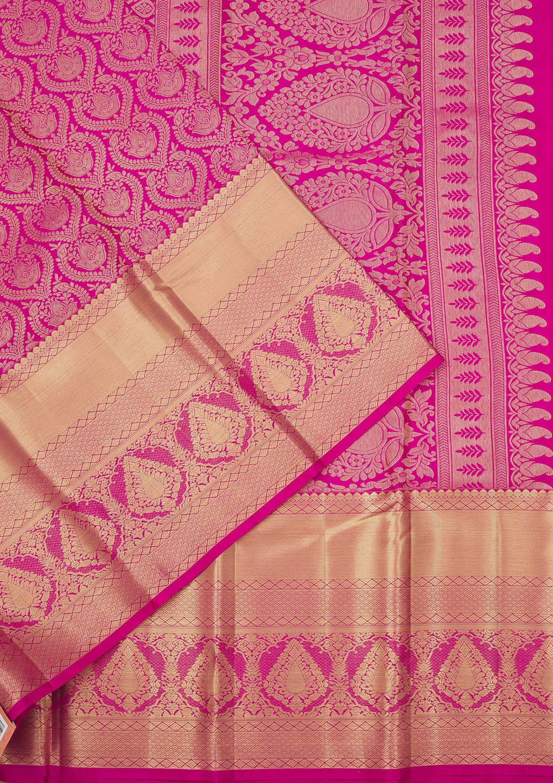 Rani Pink Zariwork Pure Silk Saree