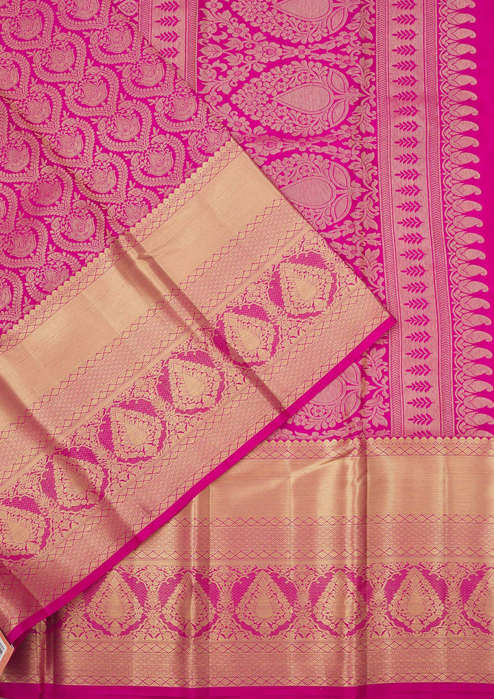 Rani Pink Zariwork Pure Silk Saree