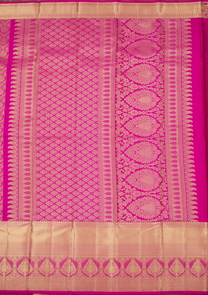 Rani Pink Zariwork Pure Silk Saree