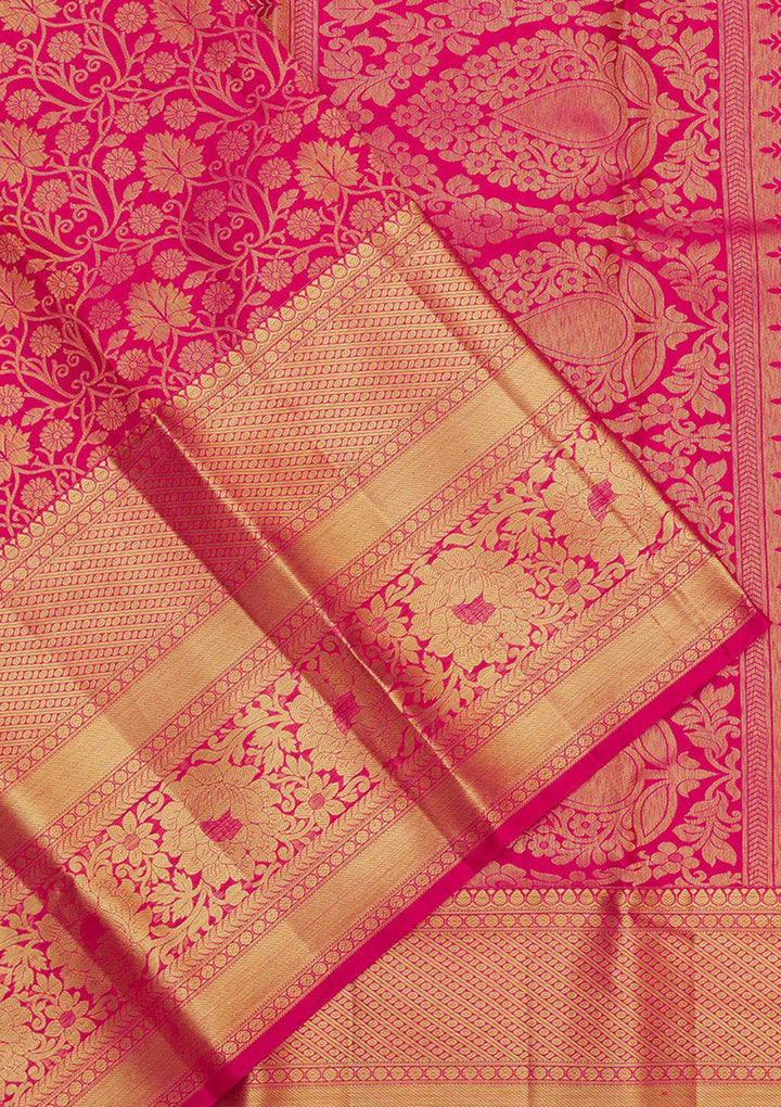 Rani Pink Zariwork Pure Silk Saree