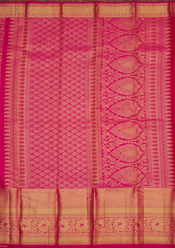 Rani Pink Zariwork Pure Silk Saree
