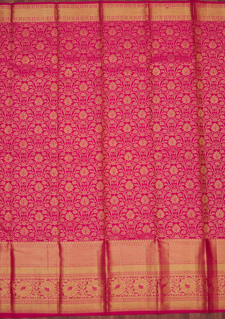 Rani Pink Zariwork Pure Silk Saree