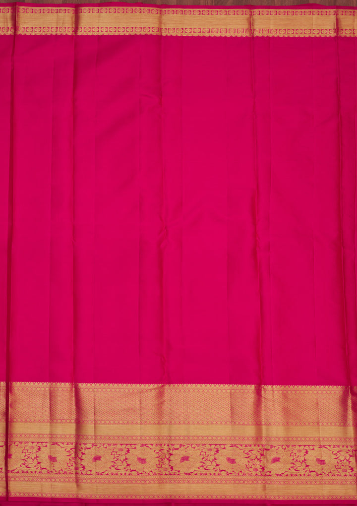 Rani Pink Zariwork Pure Silk Saree