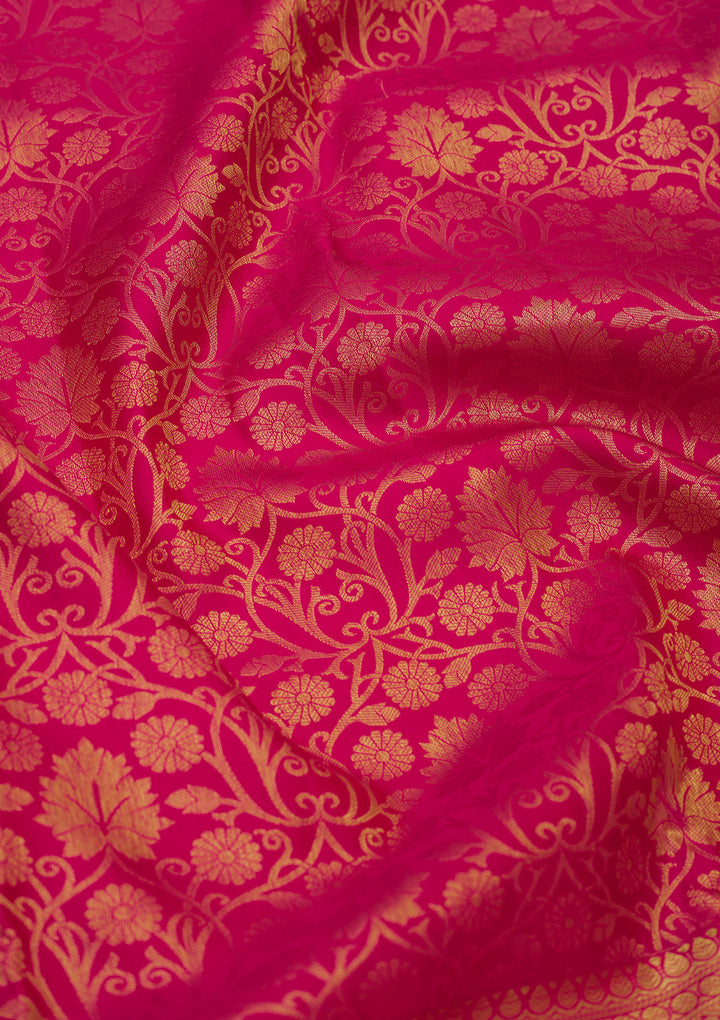 Rani Pink Zariwork Pure Silk Saree