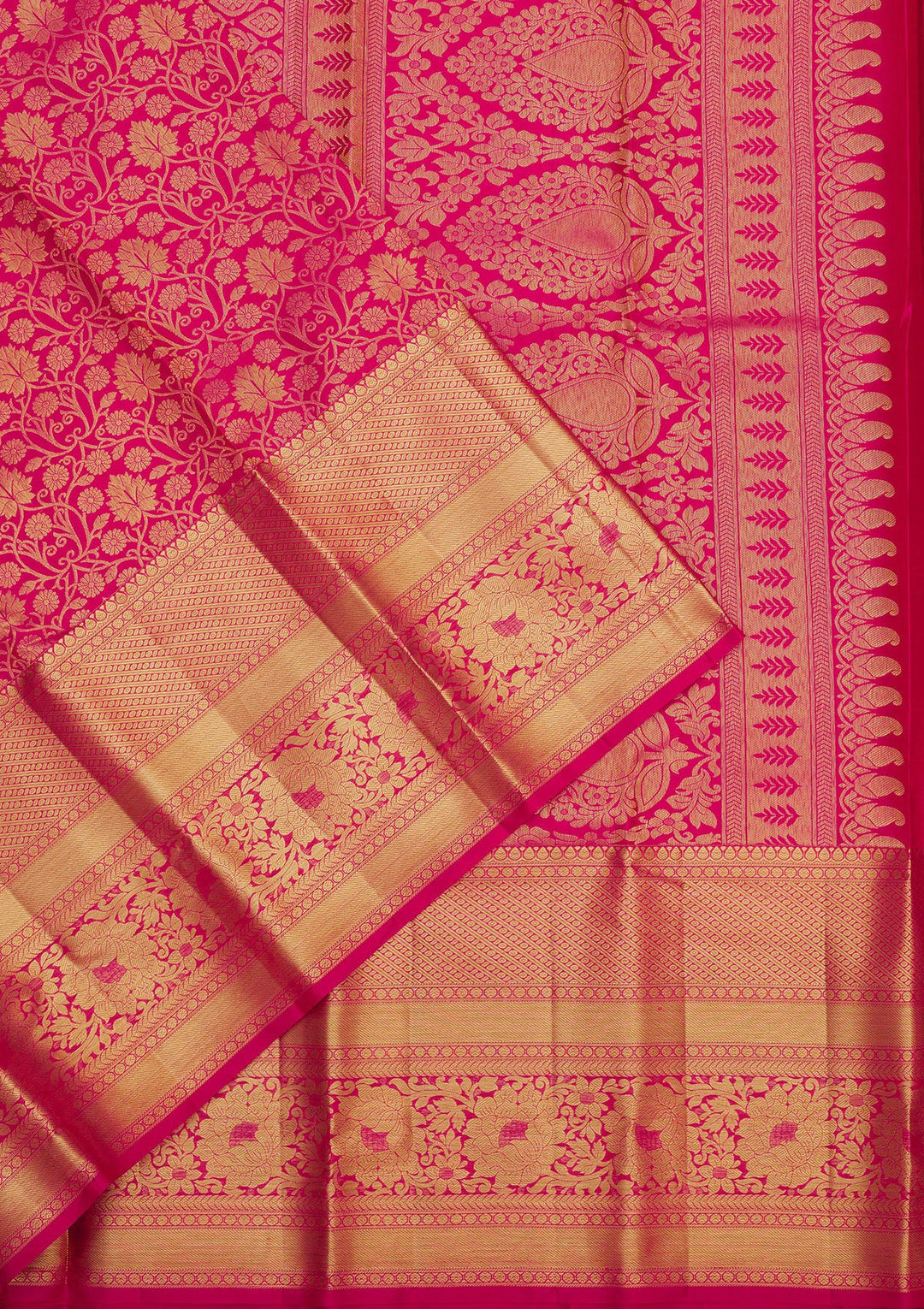 Rani Pink Zariwork Pure Silk Saree