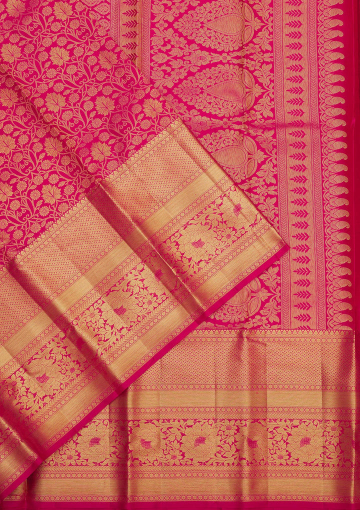 Rani Pink Zariwork Pure Silk Saree