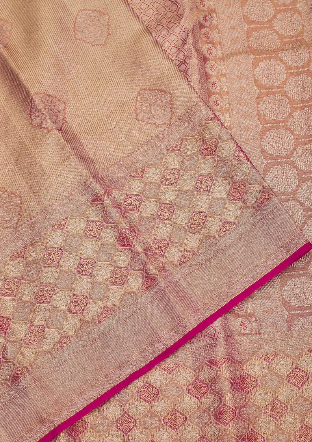 Rani Pink Zariwork Pure Silk Saree