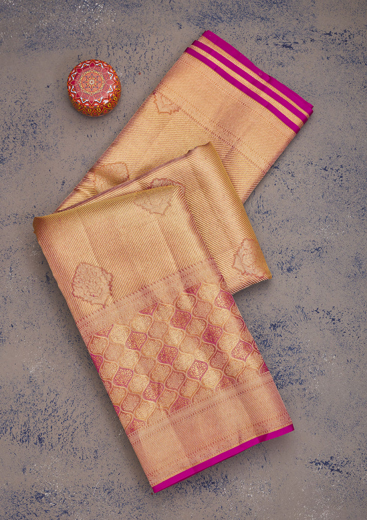 Rani Pink Zariwork Pure Silk Saree